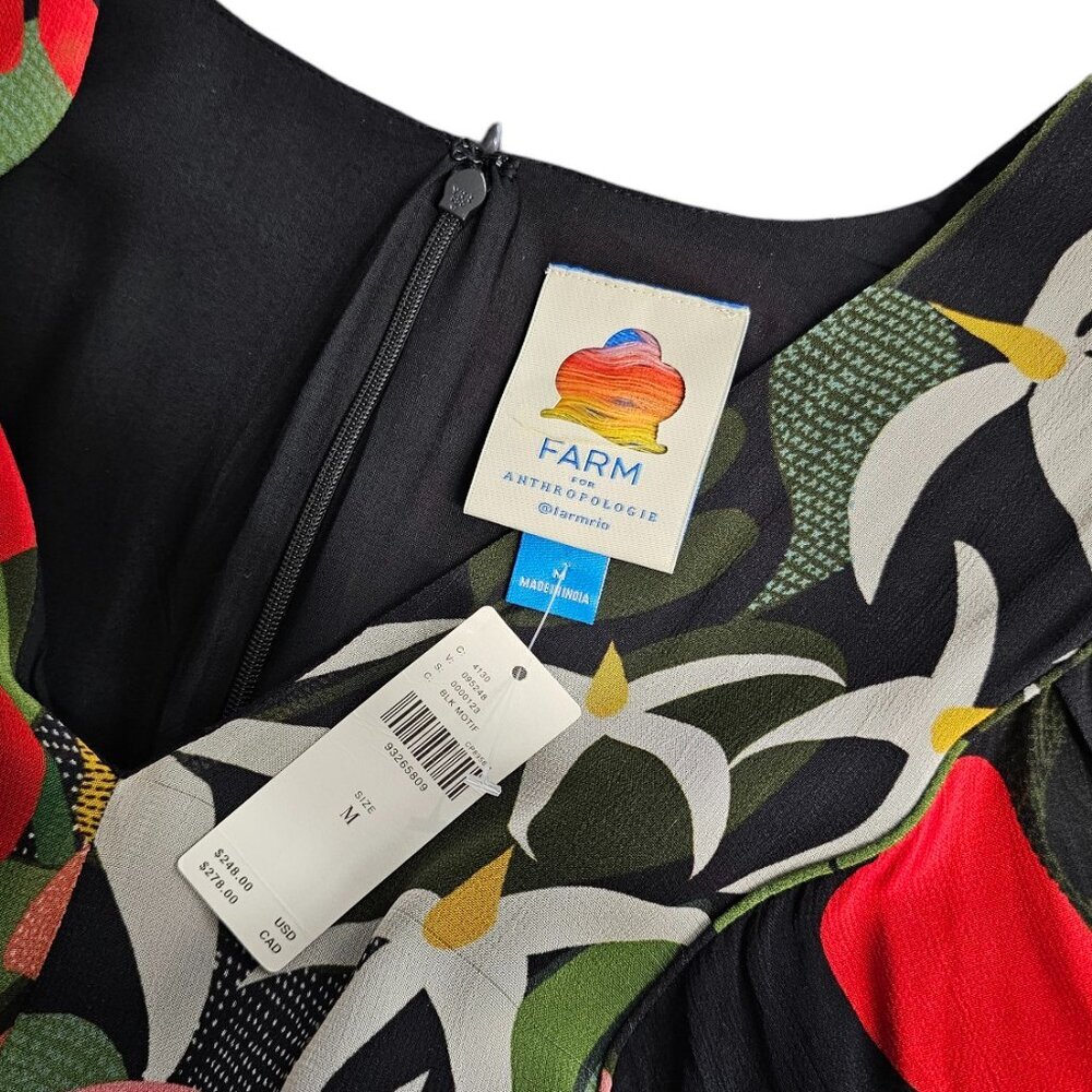 Farm Rio x Anthropologie Long-Sleeve V-Neck Floral Maxi Dress Size Medium, NWT - Picture 3 of 11